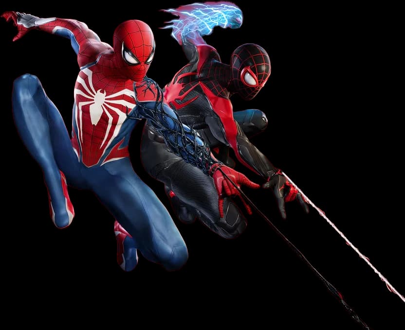 Peter Parker y Miles Morales en pleno salto